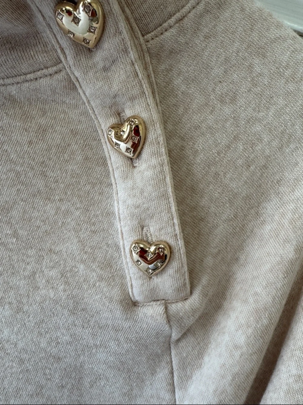 J. Crew Women's Cream Button-Accent Funnel Neck Sweater - Heathered Cream - Picture 5 of 8